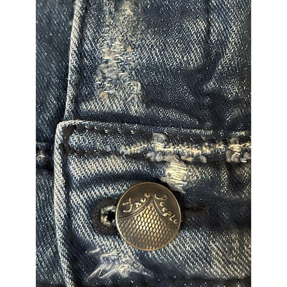 Free People Jean Denim Jacket‎ Size Small, Distressed, Button Close, No Hood. - Picture 5 of 9